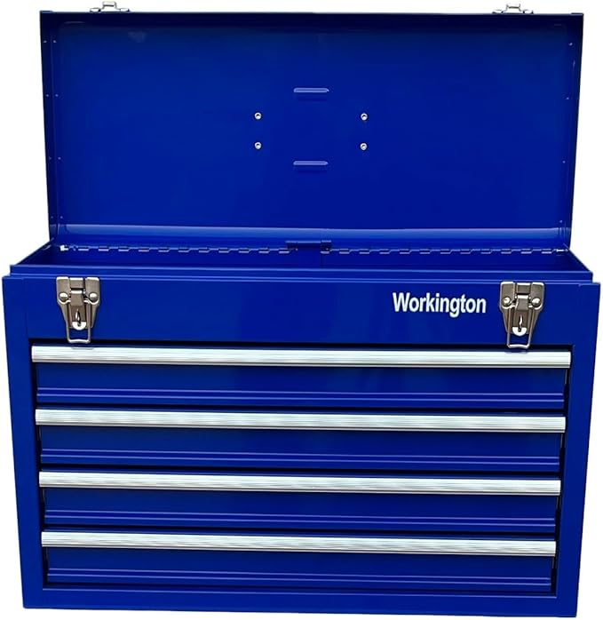 Workington Portable Metal Tool Chest with 4 Drawers, 20" 4-Drawer Tool Chest Cabinet with Ball Bearing Drawer Slides, Steel Tool Storage Box Organizer 4004 Blue