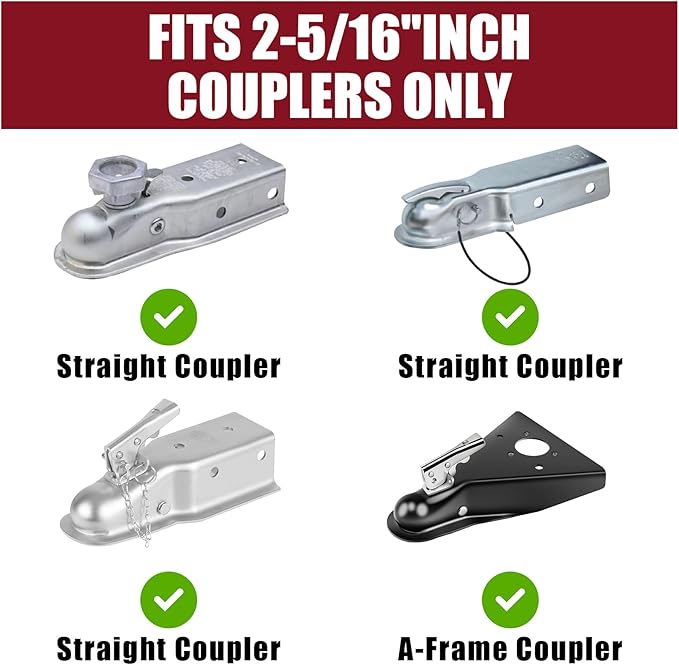 TMPZ Upgraded Heavy Duty Steel Trailer Hitch Lock for Most 2 Inch Couplers – Coupler Lock Secures Safety Chains, Anti-Theft Weatherproof Protection for RV, Pickup, Camper & Utility Trailers (Black)
