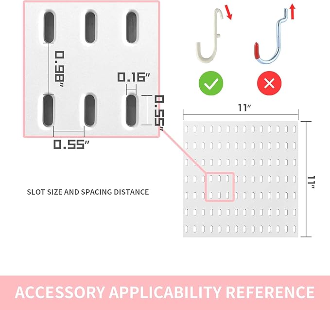 Pegboard Combination Kit with Shelf and Hooks No Punching for Garage Kitchen Living Room Bathroom Office,Pegboard Wall Organizer (White, 33" x 22")