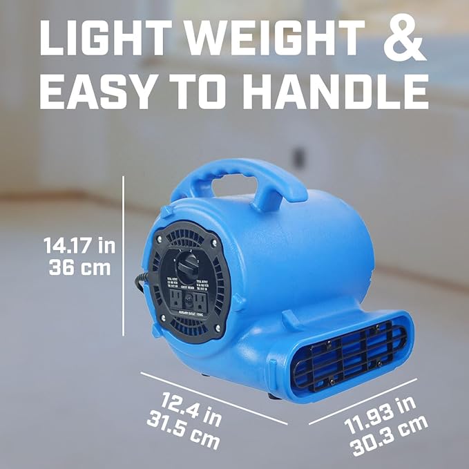 1/2hp 2800CFM Speed Air Mover Carpet Dryer Floor Fan Cooling Fan - Industrial Heavy Duty Abanico de Piso Blower Fan with High Power for Commercial and Industrial Use