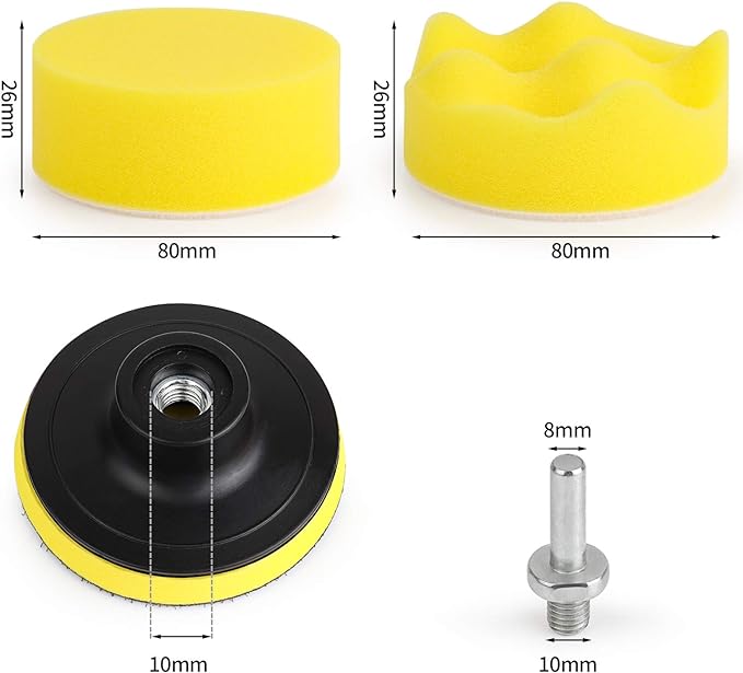 3 Inch Drill Buffing Pad, 11 Pcs Car Foam Polishing Pads Kit, Drill Buffer Polisher Attachment Buffing Kit for Car Polishing, Waxing, Sealing Glaze