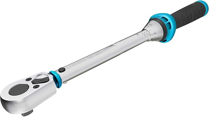 HAZET Torque Wrench 5121-3CT,20-120Nm, Output: Square 12.5 Mm (1/2 Inch), Tolerance: 3%, 32 Teeth (Operating Angle 11.25 Degrees) I Reversible Ratchet for Car and Bicycle I 16.57 Inches