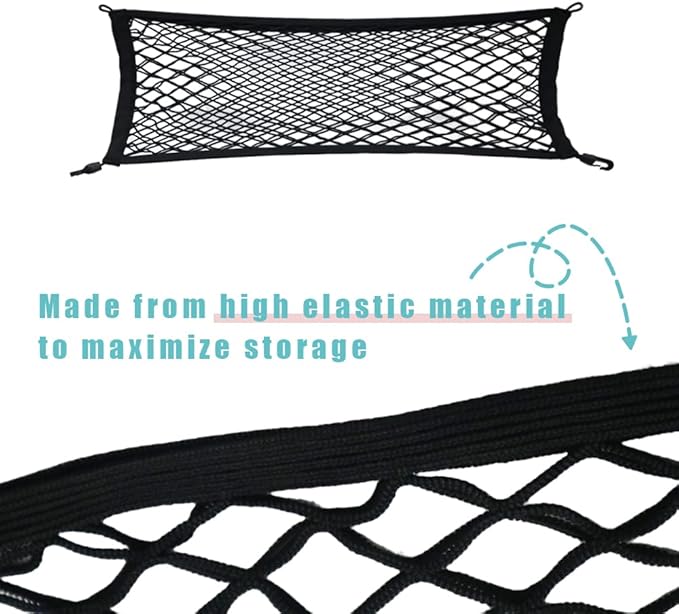 BestEvMod Envelope Style Front Trunk Frunk Cargo Net Compatible with 2026 2025 2022-2024 Ford F-150 Lightning Accessories Extra Strong Hook Stretchable Elastic Mesh (Stand Envelope Net)