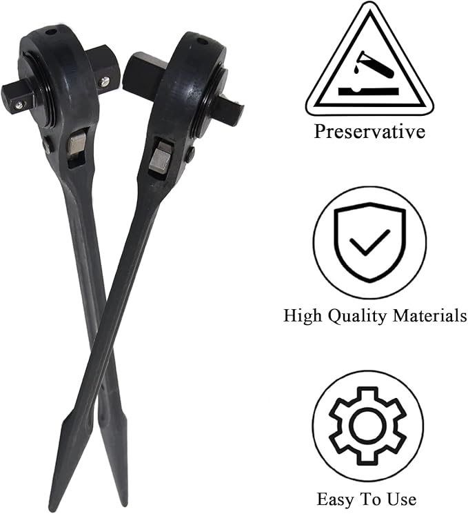 MacWork 3/4" x 1/2" Drive Dual Head Ratchet wrench,Round Head Heavy Duty Crowbar Scaffold Spanner 16in.