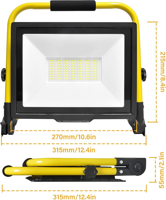 Willpower Portable LED Work Light 100W Job Site Light 10000LM IP66 Waterproof Construction Floodlights Outdoor with Stand 6000K Daylight White for Camping Workshop Garage with 3.5m Wire Plug