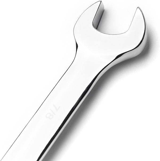 MAXPOWER 8PCS SAE Combination Wrench Set, Professional Open and Box End Spanners with Mirror Finish, Made with Forged and Heat-Treated Cr-V Steel, 12-Point Design, Size Includes 5/16in - 7/8in
