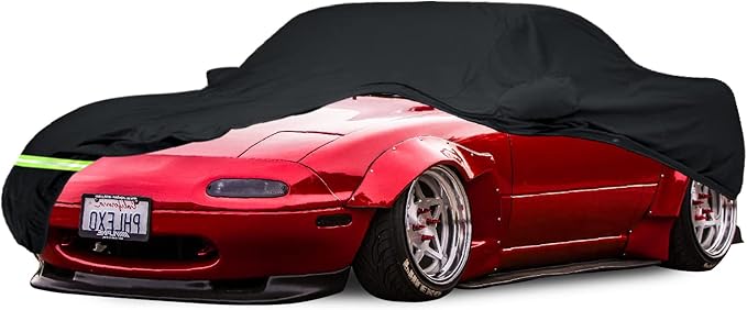 Yixin YIXIN Waterproof Car Covers for 1989-2026 Mazda Miata/MX-5 Car Cover 190T Covers Customer Fit 100% Waterproof Windproof Strap & Double Door Zipper Up to 160” L (Mazda Miata（ 1989-2022), Black