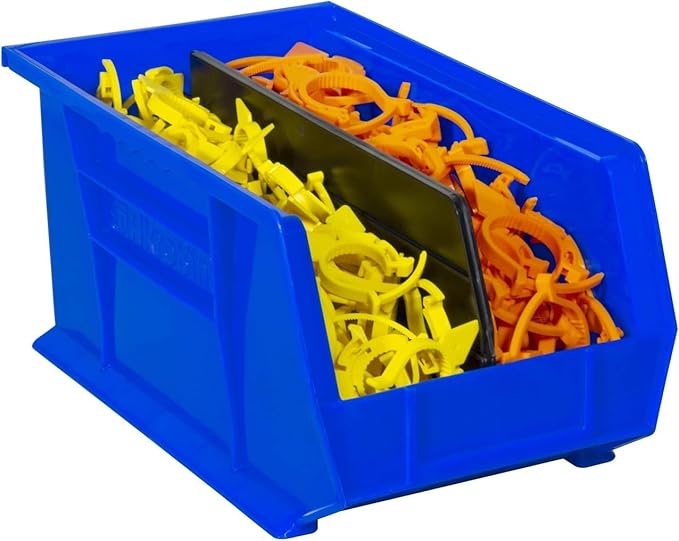 Akro-Mils 30240 AkroBins Plastic Storage Bins, Space-Saving Stackable Bins for Garage, Pantry, Craft Organization, 15-Inch x 8-Inch x 7-Inch, Blue, 12-Pack