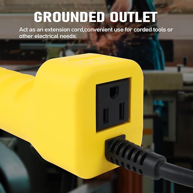 EP 15 Ft LED Work Light, 1200 Lumen COB LED Trouble Light - 16 Gauge SJTW Indoor Outdoor Extension Cord, Handheld, Magnetic Base, Rotatable Hanging Hook - Yellow