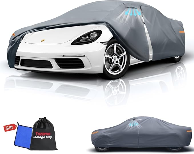 2026 Upgrade Car Cover for Coupe Sports Sedan Waterproof All Weather, Universal Fit Audi TT, BMW Z4, Porsche 718 Boxster Cayman, Nissan Versa/240SX, Subaru BRZ, Mazda RX-8, Toyota Supra etc.