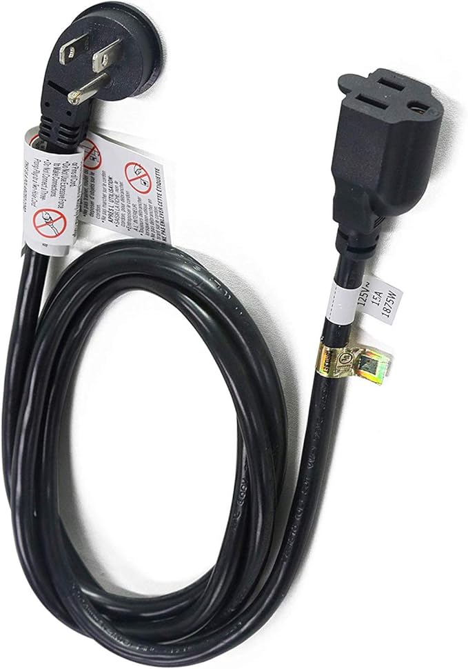 FIRMERST 1875W 10ft Flat Plug Extension Cord 14 AWG Black 15A