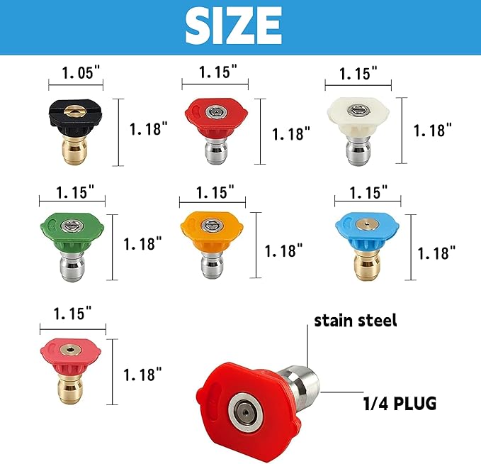 Hourleey Foam Cannon Dual-Connector Accessory, Pressure Washer Double Tip Attachment for Soap Cannon with 7 Power Washer Sprayer Nozzles, 1/4" Quick Connect, 4000 PSI