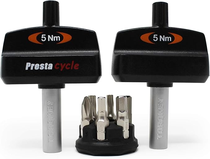 Prestacycle Mini Bike TorqKeys - Preset Torque Tool w/6 Bits & Holder – Compatible with Standard 1/4" hex bit - Choose from Sizes: 3Nm, 4Nm, 5Nm.