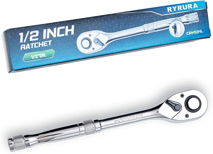 1/2-Inch Drive Ratchet Wrench,Standard Socket Wrench,72-Tooth Quick Release,Reversible Ratcheting Feature with Metal Handle