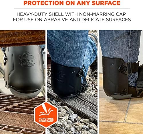 Ergodyne ProFlex 360 Knee Pad, Hinged Design, Hard Shell, Non-Marring Rubber Cap, Extra Large