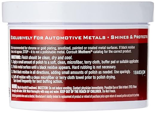 Mothers Mag & Aluminum Polish, 10 oz. – Brilliant Shine, for All Uncoated & Unplated Metals Including Aluminum Wheels, Stainless Steel Trim and Exhaust Tips, Brass & More (05101) (Pack of 2)