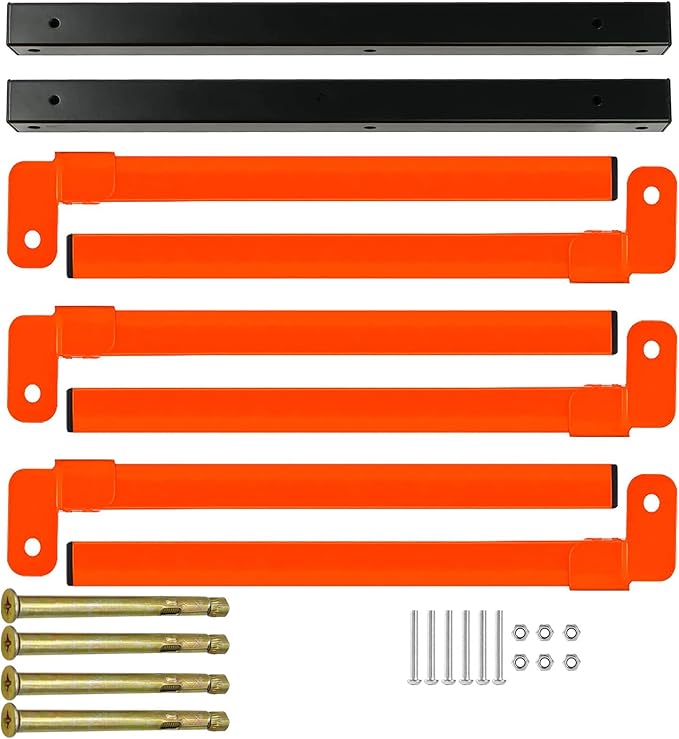 Thanaddo 3-Level Lumber Storage Heavy Duty Metal Wall Mount, Wood Tool Box Organizer Rack, Workshop Indoor & Outdoor (4 Pack)