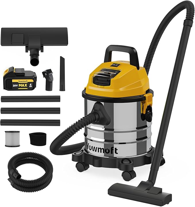 4 Gallon Cordless Shop Vac Compatible with Dewalt 20V Battery, Cordless Shop Vacuum Wet and Dry with 16 Kpa Strong Suction & Blower, Battery Powered Shop Vac for Car, Home and Garage (with Bat)