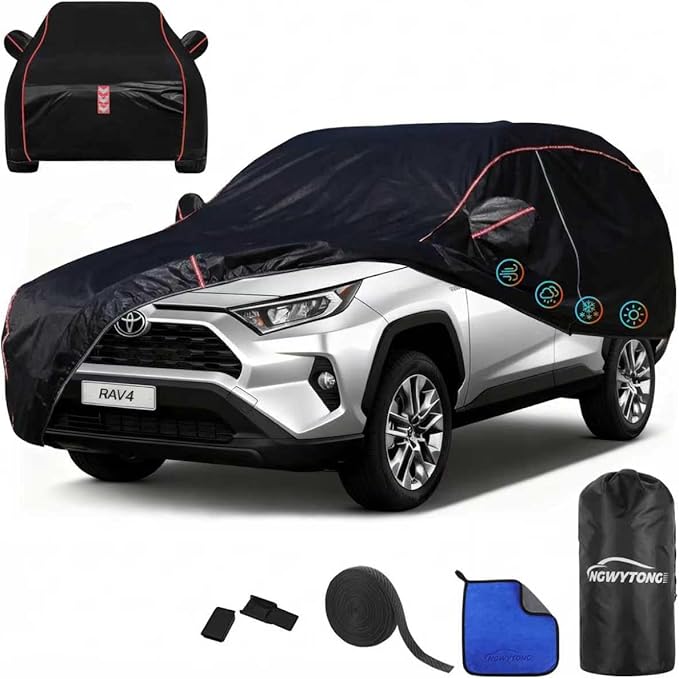 Car Cover for Toyota RAV4 2006-2025,All-Around Fastening 60s Quick-Install, 4 Upgrades for Car Cover Waterproof All Weather