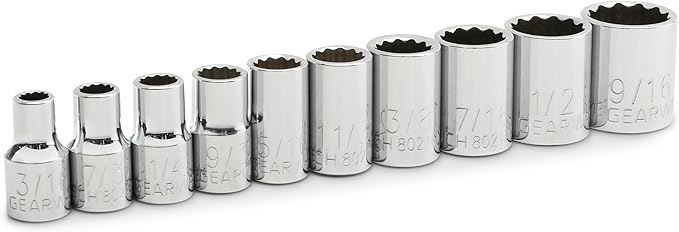GEARWRENCH 10 Pc. 1/4" Drive 12 Pt. Standard Socket Set, SAE - 80307D