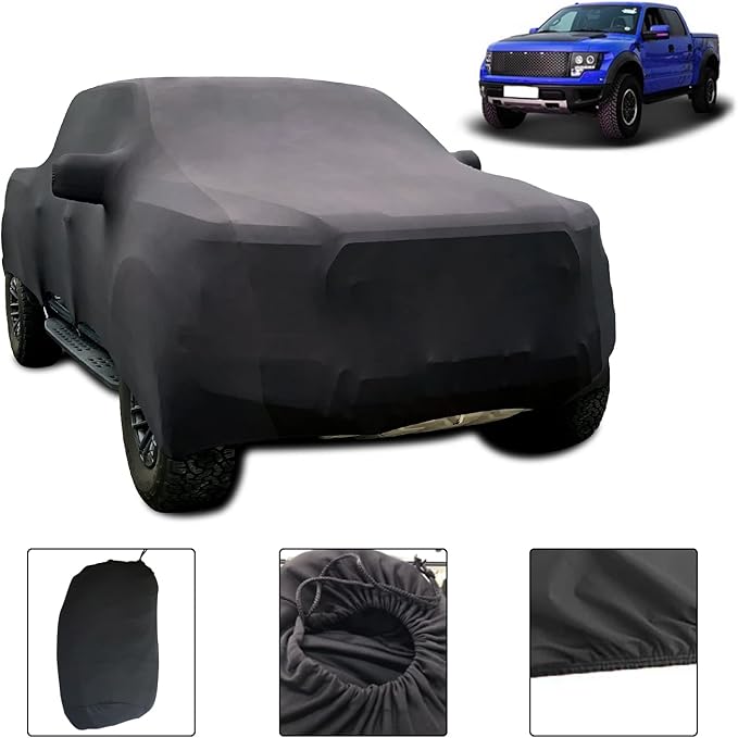 WinPower Indoor Car Cover Stretch Cloth Dust-Proof Underground Garage Car Show for Pickup Truck, Large SUV, Black, 232 x 82 x 77 inches