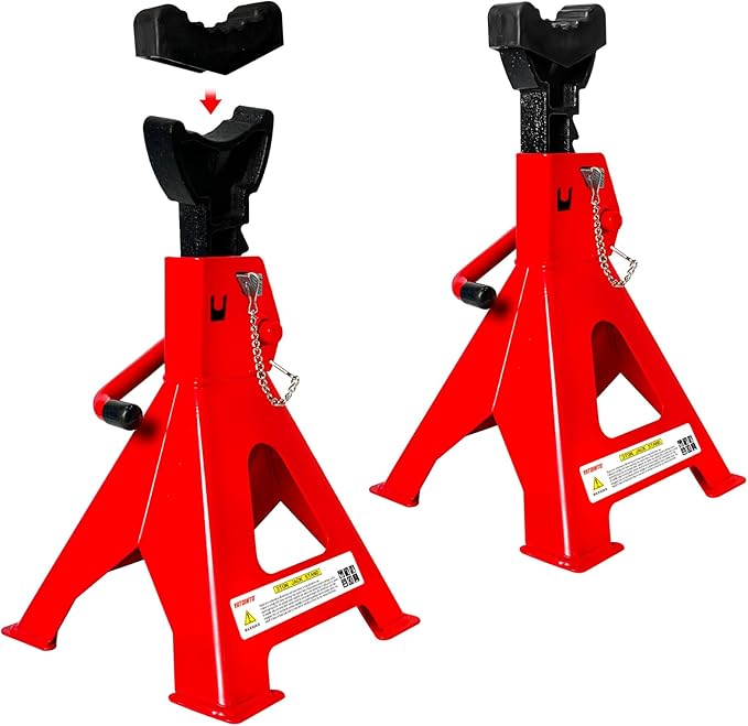 YATOINTO Jack Stands 3 Ton (6,600 LBs), 11.22"-16.54" Adjustable with Double Pin Locking for Reinforced Safety. Car Jack Stand with Extra Rubber Pads for Trucks, Home,Garage,Lifting,1 Pair Red