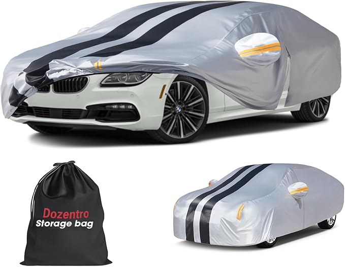 Multi-Layer Car Cover Custom Fit for BMW 6 Series(2012-2026), 100% Waterproof All Weather for Automobiles, Gift with Towel, Heavy Duty Car Covers for Rain Sun UV Protection with Door Zipper