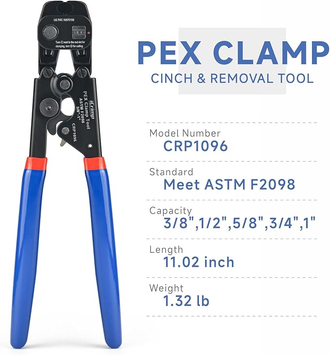 iCRIMP Ratchet PEX Cinch&Remove Tool for 3/8 to 1-inch Stainless Steel Clamps-work with ASTM F2098 and Non 2098 Single Ear Hose Clamps