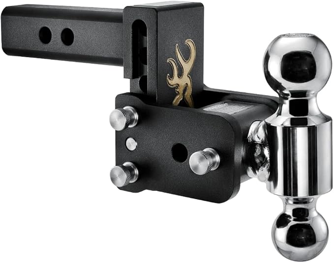 B&W Trailer Hitches Tow & Stow Adjustable Trailer Hitch Ball Mount with Browning Logo - Fits 2" Receiver, Dual Ball (2" x 2-5/16"), 3" Drop, 10,000 GTW - TS10033BB