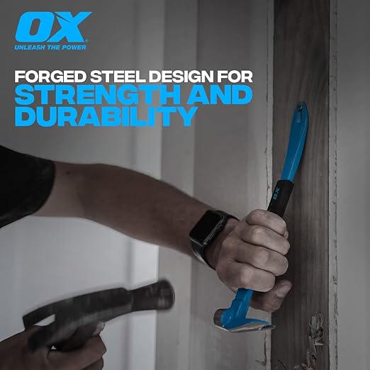 OX Tools 12" Cats Paw Nail Puller Tool with Unique Hammer Head Pry Bar - Cats Paw with Rubber Grip, Polished Beveled Claws - Forged Steel Design - Saca Clavos De Carpintero