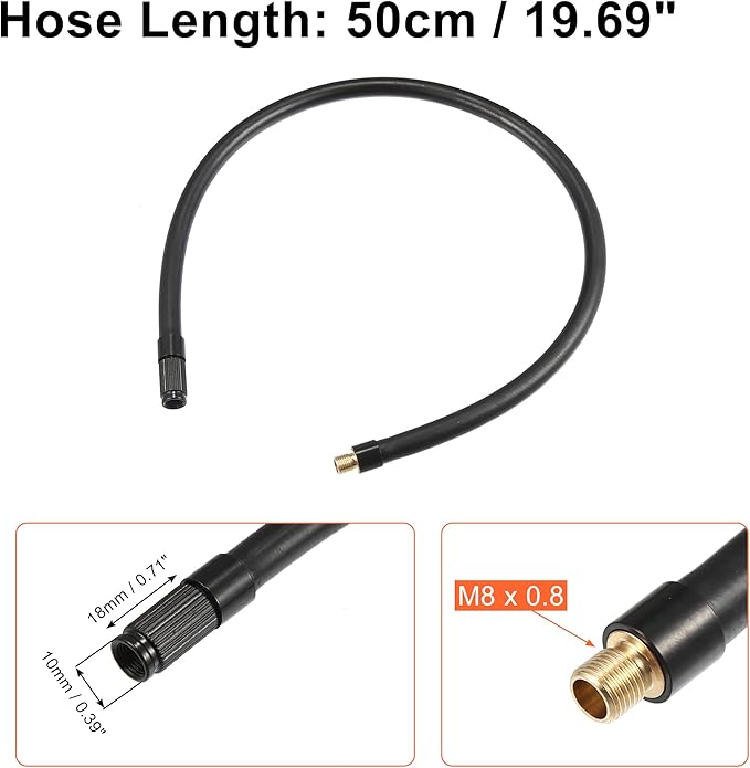X AUTOHAUX 50cm Threaded Tire Inflator Extension Hose Chuck Adapter Air Pump Tube Tire Valve Connection Pipe for Car Truck Bike MTB Copper Rubber