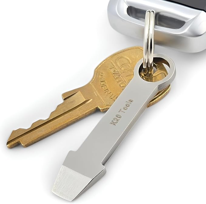 Keychain Mini Pry Bar - Tiny EDC Crowbar - (Stainless Steel) Pocket Tool