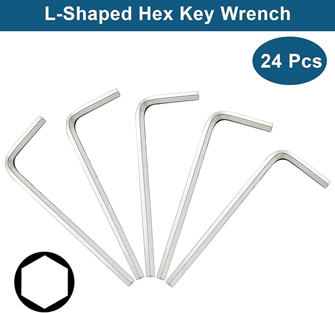 Biaungdo 24 Pcs 2.5mm Hex Key Wrench, Small Allen key Wrench, L Shaped Hexagon Wrench, Hex Key Spanner Wrench Set Hexagon Head Replacement Repairing Tool for Repairing Bike, Furniture