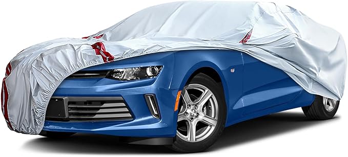 Waterproof Car Covers Replace for 2010-2025 Chevy Camaro, 6 Layers All Weather Custom-fit Car Cover with Zipper Door & Windproof Bands for Snow Rain Dust Hail Protection