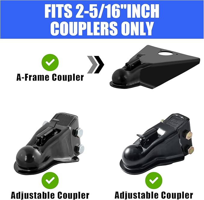 TMPZ Upgraded Heavy Duty Steel Trailer Hitch Lock for 2-5/16 Inch Couplers – Coupler Lock Secures Safety Chains, Anti-Theft Weatherproof Protection for RV, Boat, Camper & Utility Trailers (Blue)