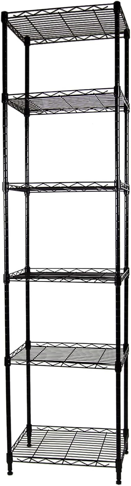 SUNLPH 6-Tier Wire Shelving Adjustable Shelves Unit Metal Storage Rack for Laundry Bathroom Kitchen Pantry Closet Organization (Black, 16.6" L x 11.4" W x 64.6" H)