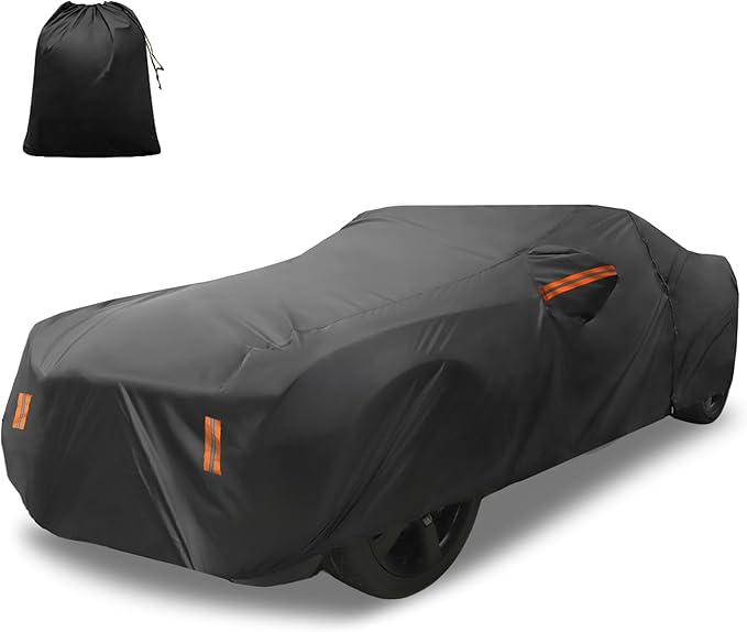 X AUTOHAUX Car Cover for Chevy Camaro 2010-2021 Aluminum Film Outdoor Waterproof Sun Rain Snow Hail Protection with Driver Door Zipper