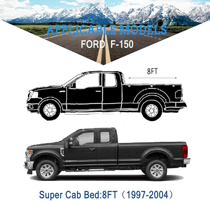 Kaugung 7 Layers Truck Cover Waterproof Custom Fit Ford F150 SuperCab 8ft Bed from 1997 to 2004, 7 Layers Heavyweight Pickup Car Cover Outdoor Indoor Sun UV Rain Snow Wind Protection.