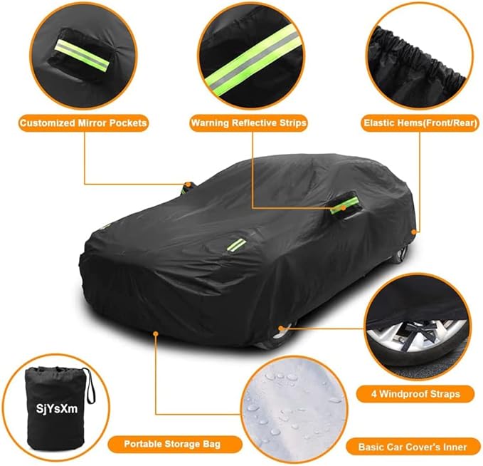 Custom Car Cover Compatible with Cadillac CT4/ CT4 V-Series 2026-2020 4-Door Sedan, Waterproof All Weather Car Covers with Reflective Strips, Outdoor Indoor Rain Snow Sun Dust UV Outdoor Covers