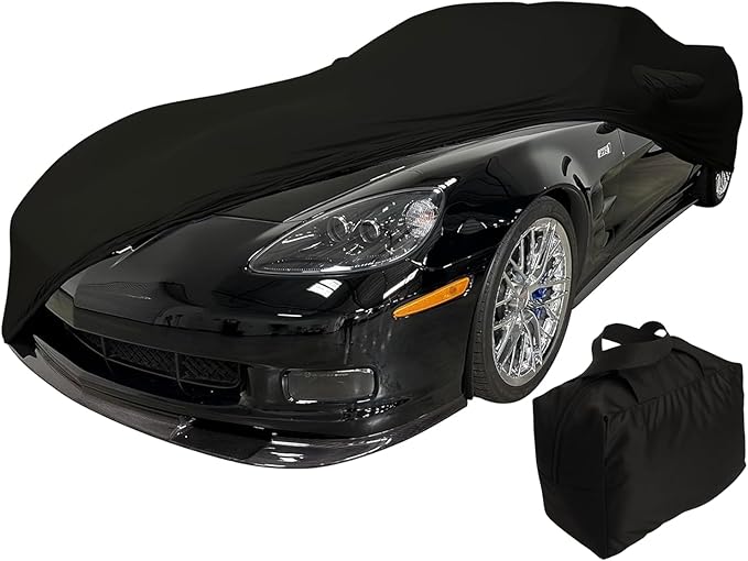 C6 Corvette Indoor Car Cover - Custom Fit Ultraguard Stretch Satin - Dust Proof Full Cover - The Ultimate High End Fit for 2005-2013 Base, Grand Sport, ZR1, Z06 Corvettes (Black)
