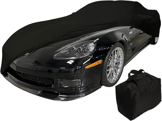 C6 Corvette Indoor Car Cover - Custom Fit Ultraguard Stretch Satin - Dust Proof Full Cover - The Ultimate High End Fit for 2005-2013 Base, Grand Sport, ZR1, Z06 Corvettes (Black)