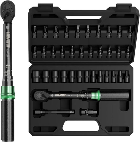 37pcs Bike Torque Wrench Set, Inch Pound Torque Wrench 1/4 Inch Drive, Bike Tool Kit, Bike Torque Wrench Set 4-20Ft.lb(5.4-27.2N.m) Pro Bicycle Tool Kit