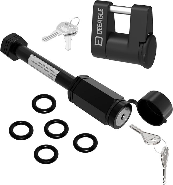 DEEAGLE Trailer Lock Set and Anti Rattle Hitch Pin Kit (0.25 inch)