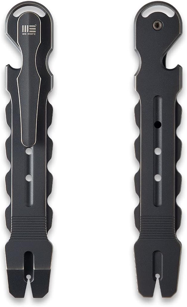WeKnife Gesila Mini Pocket Flat Pry Bar Crowbar Multifunction EDC Titanium Tool Nail Puller Survival Opener No-Slip And Corrosion Resistant A-08A(Black)-1 PACK