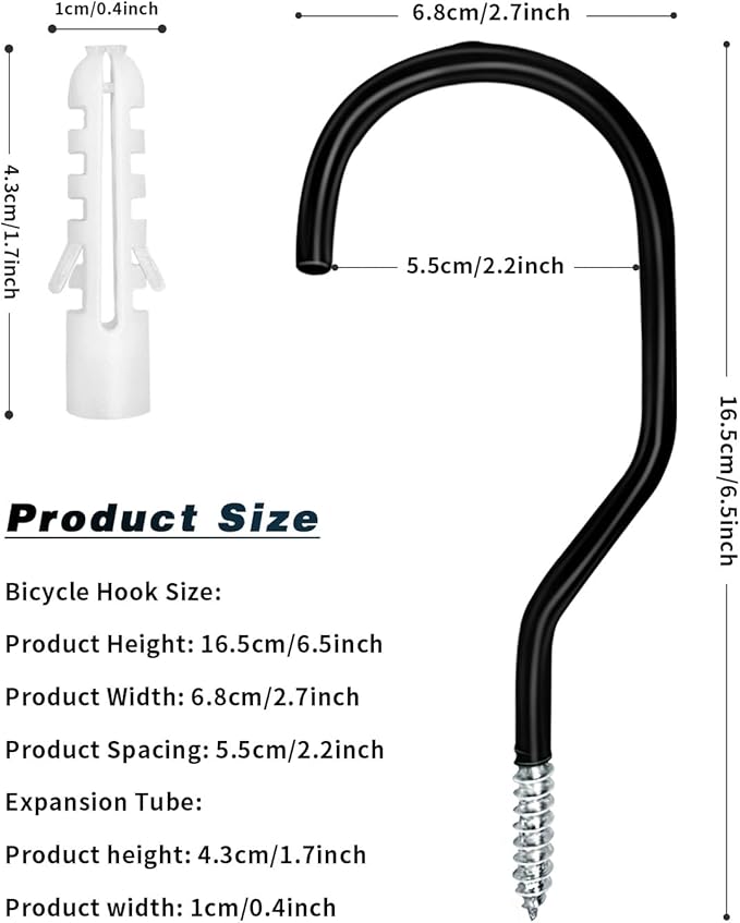 Bike Hooks Heavry Duty 12 Pack,Bicycle Storage Hanger Screw in Ceiling Hooks,Utility Hooks for Wall,Garage,Garden Organization and Storage,Fits Hanging All Bike Types,Bicycle Storage Hooks