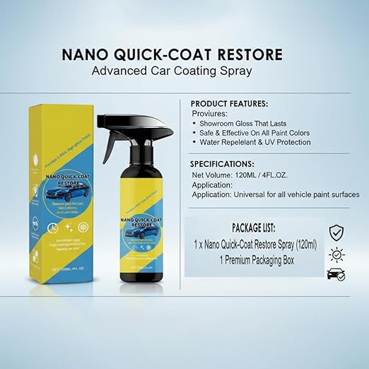 2026 Upgrade Nano Quick Coat Restore, Car Nano Quick-Coat Restore-Coating Spray, Car Nano Coating Spray, Advanced Automobile Quick Effect Coating Agent, Glazing Finish Car Paint Sealant (1PC)