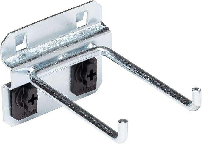 Triton Products 52319 LocHook 3 -Inch Double Rod 90-Degree Bend 3/16-Inch Diameter Zinc Plated Steel Pegboard Hook for LocBoard, 5-Pack