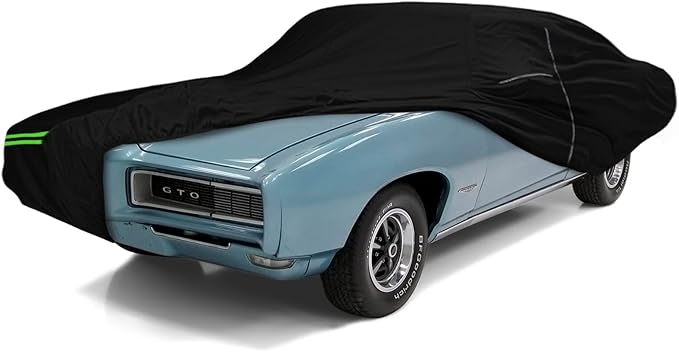 Waterproof Car Cover Replace for Pontiac GTO 2 Door Hardtop & Coupe 1964-1972, 210T All Weather Classic Car Covers with Zipper Door & Lock for Snow Rain Protection