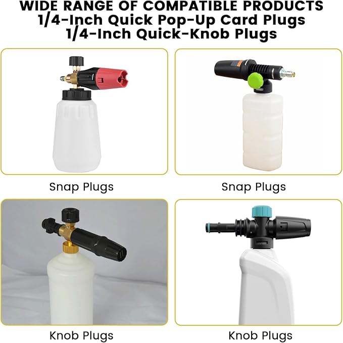 4 Pack Universal Thread Nozzle Tips and Mesh Filter, Assorted Sizes Foam Cannon Orifice Nozzle Tip and Foam Maker for Snow Lather Lance