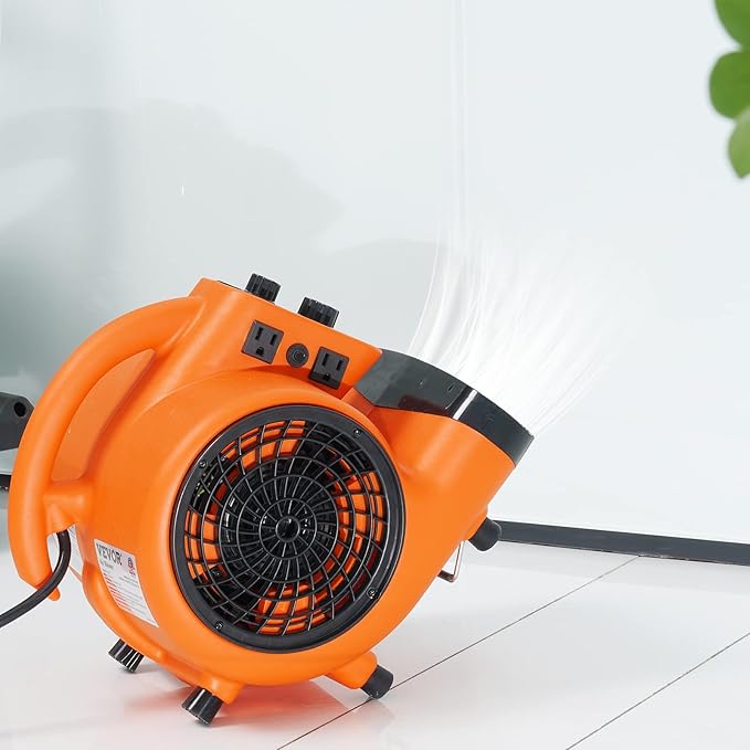 VEVOR Air Mover, 1/4 HP 1000 CFM Carpet Dryer for Cooling and Ventilating, Portable Floor Blower Fan with 4 Blowing Angles and Time Function, for Janitorial, Home, Commercial Use